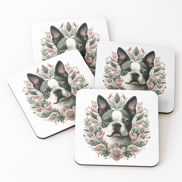 Item preview, Boston Terrier Dog Botanical Nature Art Illustration2 designed and sold by BirdsnStuff.