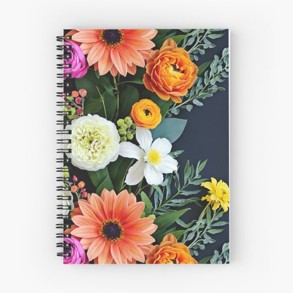 Item preview, Bright and colorful floral arrangement with various blooms and foliage on a dark background designed and sold by Giuseppe Cammino.