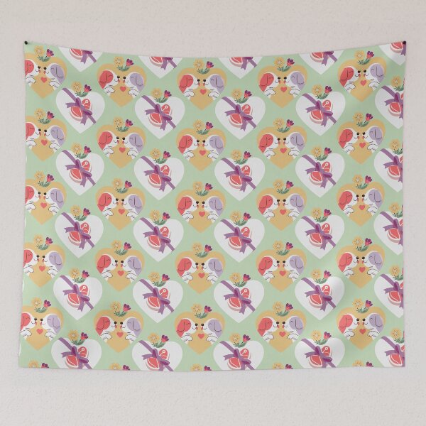 Item preview, copy of Kissing Dogs & Fancy Steak in green background designed and sold by saraartjem.