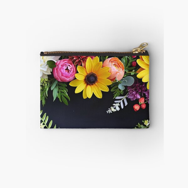Item preview, Bright and colorful floral arrangement with various blooms and foliage on a dark background designed and sold by Giuseppe Cammino.