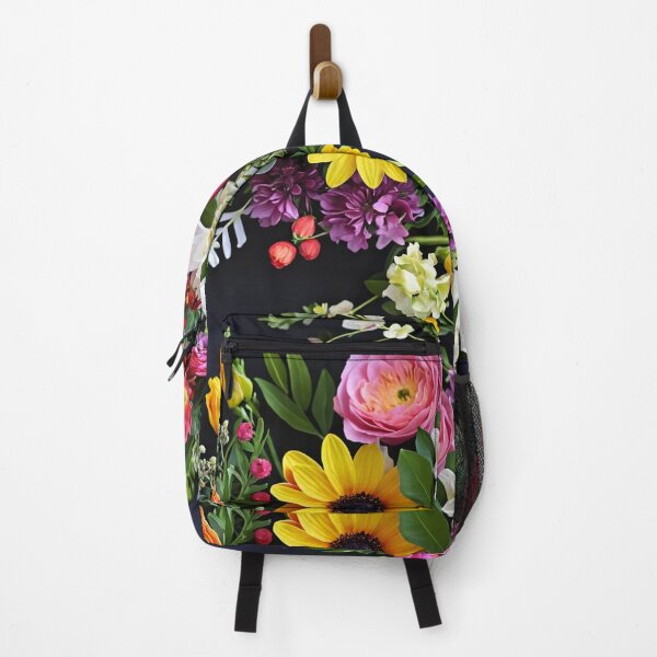 Item preview, Bright and colorful floral arrangement with various blooms and foliage on a dark background designed and sold by Giuseppe Cammino.