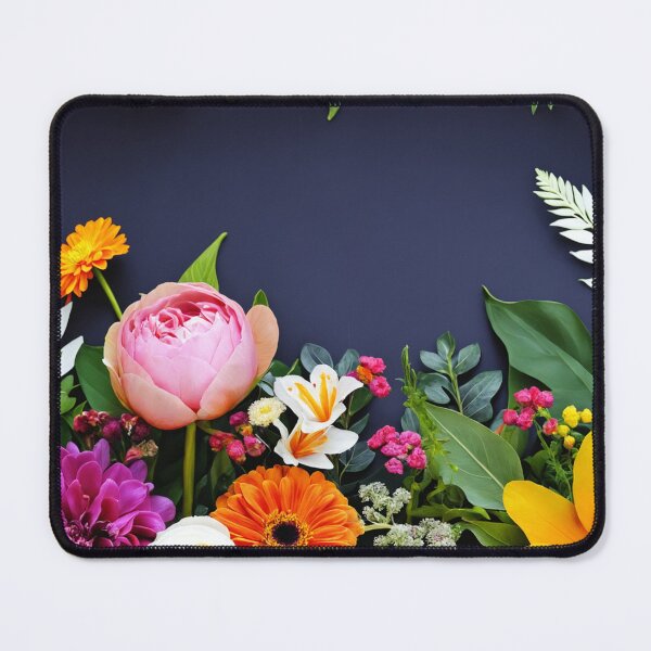 Item preview, Bright and colorful floral arrangement with various blooms and foliage on a dark background designed and sold by Giuseppe Cammino.