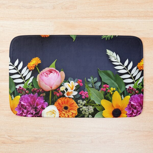 Item preview, Bright and colorful floral arrangement with various blooms and foliage on a dark background designed and sold by Giuseppe Cammino.
