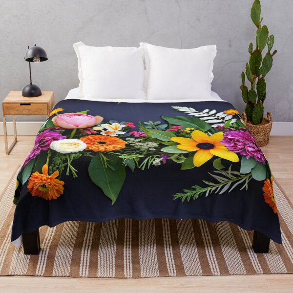Item preview, Bright and colorful floral arrangement with various blooms and foliage on a dark background designed and sold by Giuseppe Cammino.