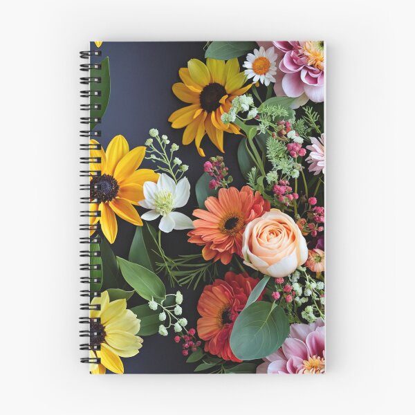 Item preview, Bright and colorful floral arrangement with various blooms and foliage on a dark background designed and sold by Giuseppe Cammino.