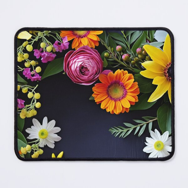 Item preview, Bright and colorful floral arrangement with various blooms and foliage on a dark background designed and sold by Giuseppe Cammino.