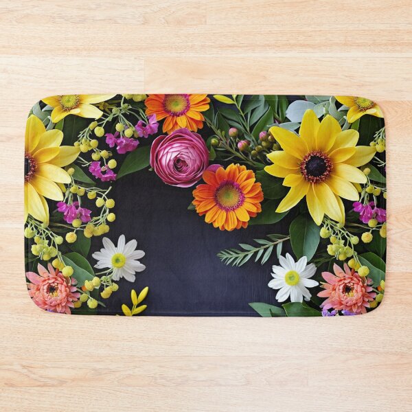Item preview, Bright and colorful floral arrangement with various blooms and foliage on a dark background designed and sold by Giuseppe Cammino.
