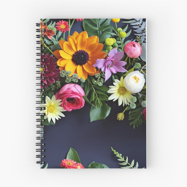 Item preview, Bright and colorful floral arrangement with various blooms and foliage on a dark background designed and sold by Giuseppe Cammino.