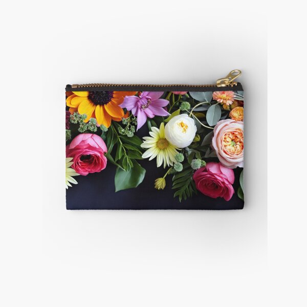 Item preview, Bright and colorful floral arrangement with various blooms and foliage on a dark background designed and sold by Giuseppe Cammino.
