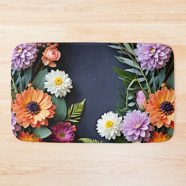 Item preview, Bright and colorful floral arrangement with various blooms and foliage on a dark background designed and sold by Giuseppe Cammino.
