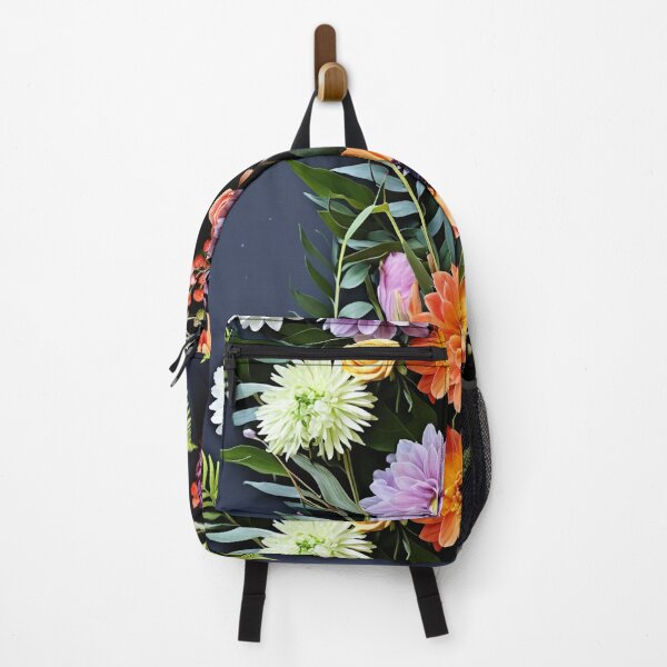 Item preview, Bright and colorful floral arrangement with various blooms and foliage on a dark background designed and sold by Giuseppe Cammino.