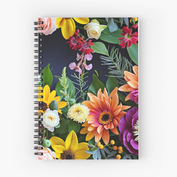 Item preview, Bright and colorful floral arrangement with various blooms and foliage on a dark background designed and sold by Giuseppe Cammino.