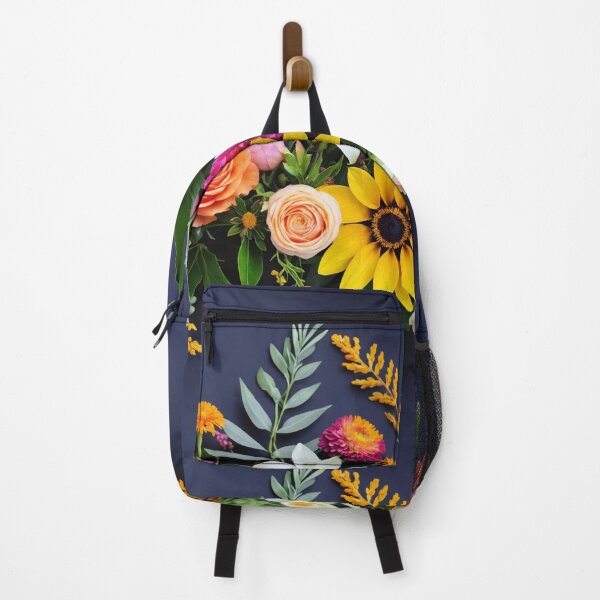 Item preview, Bright and colorful floral arrangement with various blooms and foliage on a dark background designed and sold by Giuseppe Cammino.