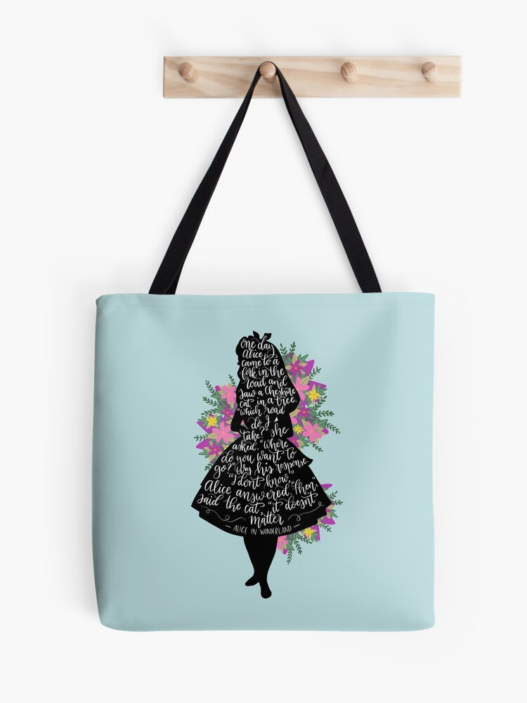 Alice in Wonderland Tote Bag by Quotes Literary Apparel