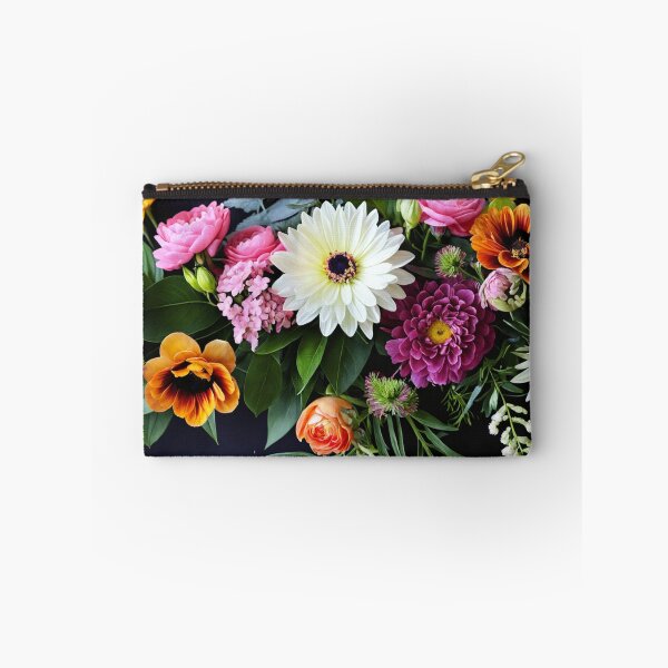 Item preview, Bright and colorful floral arrangement with various blooms and foliage on a dark background designed and sold by Giuseppe Cammino.