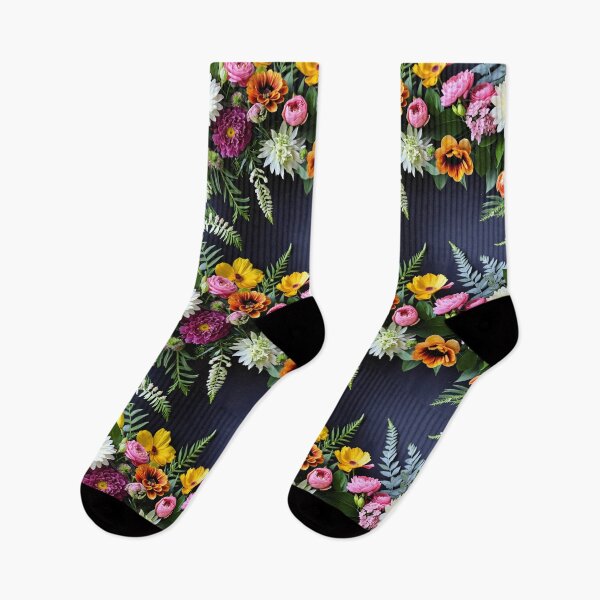 Item preview, Bright and colorful floral arrangement with various blooms and foliage on a dark background designed and sold by Giuseppe Cammino.