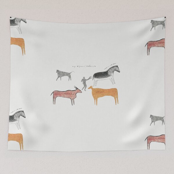 Item preview, African ancient Cave painting vintage illustration designed and sold by Vintage Designs +.