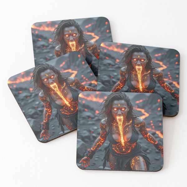 Item preview, In a barren, volcanic landscape, a fierce woman stands amidst jagged black rocks designed and sold by Giuseppe Cammino.