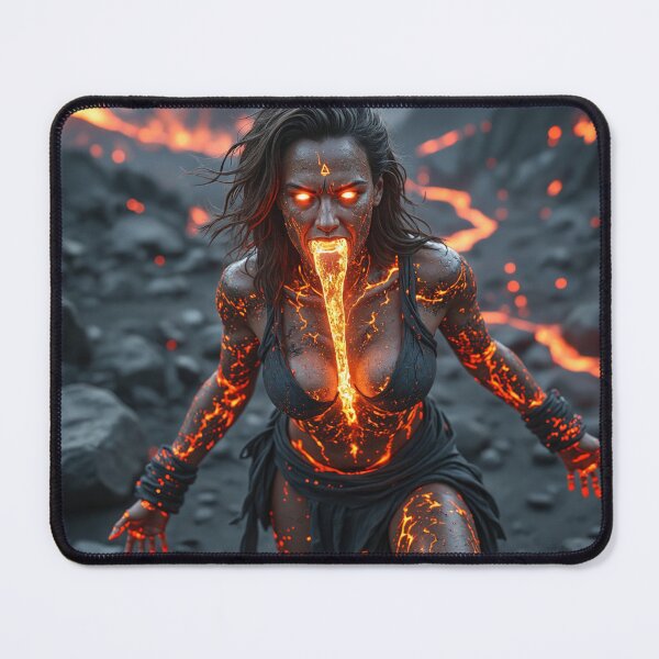 Item preview, In a barren, volcanic landscape, a fierce woman stands amidst jagged black rocks designed and sold by Giuseppe Cammino.