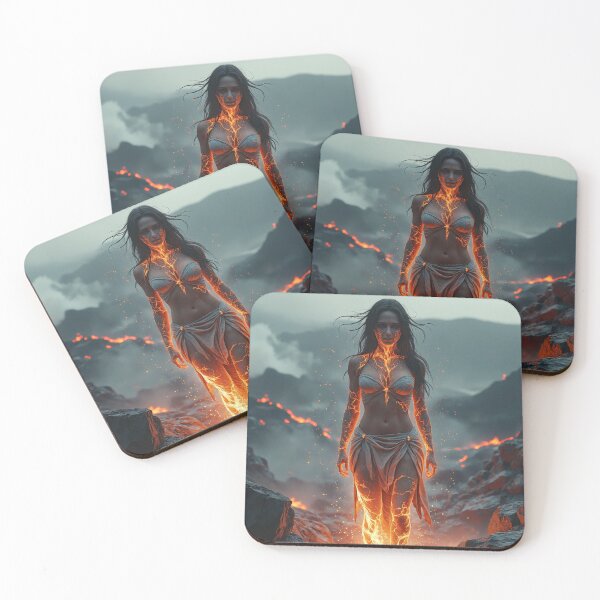 Item preview, In a barren, volcanic landscape, a fierce woman stands amidst jagged black rocks designed and sold by Giuseppe Cammino.