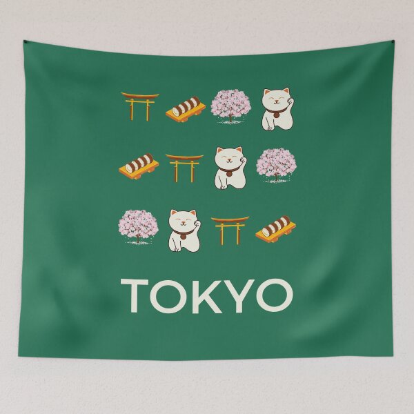 Item preview, Tokyo Retro Green Illustration designed and sold by Magic Love Art Print.
