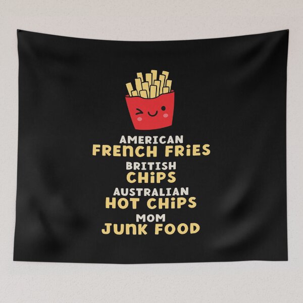 Item preview, French Fries Hot Chips Fast Junk Food Pun designed and sold by eclecTEEq.