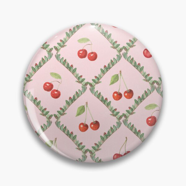 Item preview, Pretty vintage cherries and green leaves trellis pattern - cream red green designed and sold by Bloomery Decor.