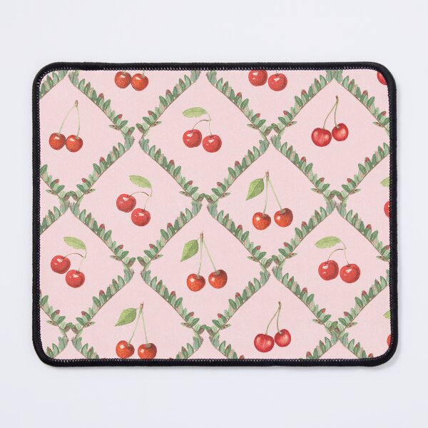 Item preview, Pretty vintage cherries and green leaves trellis pattern - cream red green designed and sold by Bloomery Decor.