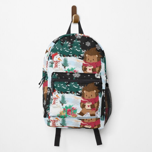 Item preview, Hedgehog with snowman in winter scenery. designed and sold by MGfashionnew.