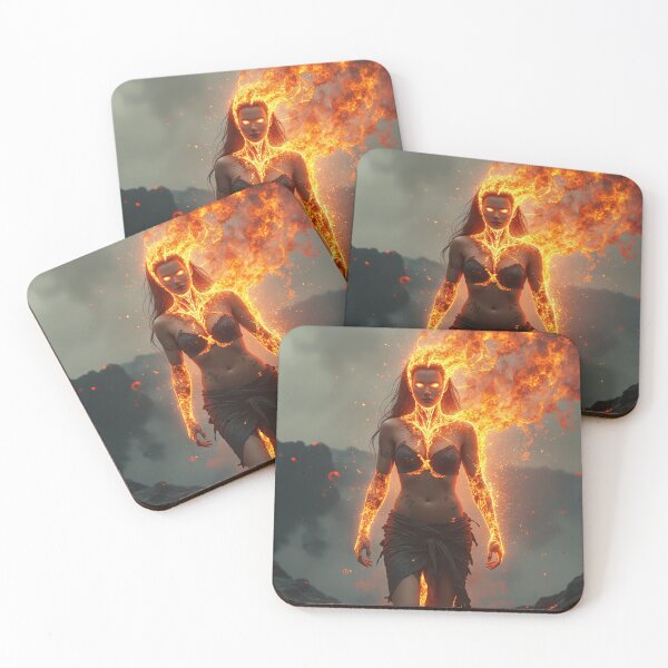 Item preview, In a barren, volcanic landscape, a fierce woman stands amidst jagged black rocks designed and sold by Giuseppe Cammino.