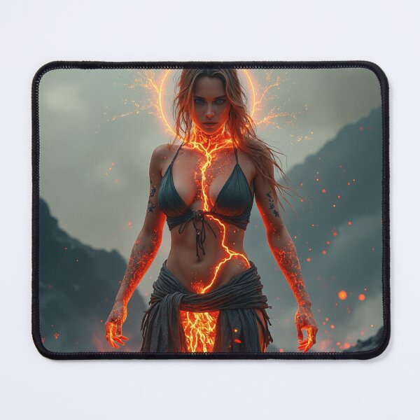 Item preview, In a barren, volcanic landscape, a fierce woman stands amidst jagged black rocks designed and sold by Giuseppe Cammino.