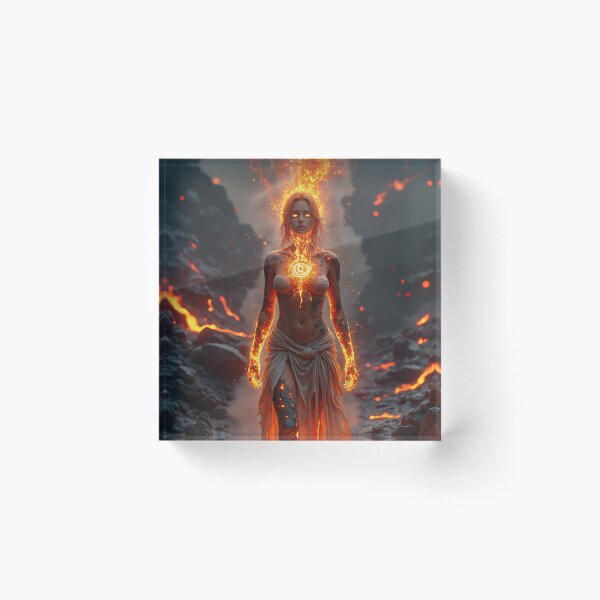 Item preview, In a barren, volcanic landscape, a fierce woman stands amidst jagged black rocks designed and sold by Giuseppe Cammino.