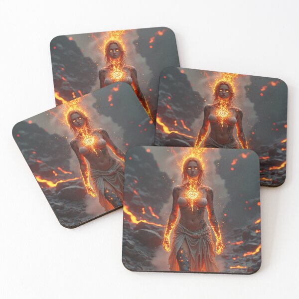 Item preview, In a barren, volcanic landscape, a fierce woman stands amidst jagged black rocks designed and sold by Giuseppe Cammino.
