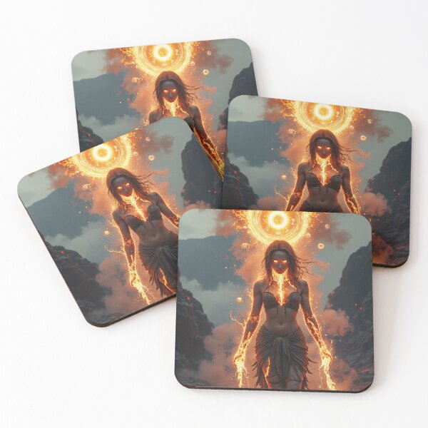 Item preview, In a barren, volcanic landscape, a fierce woman stands amidst jagged black rocks designed and sold by Giuseppe Cammino.