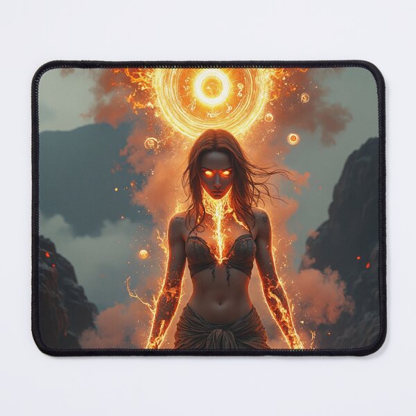 Item preview, In a barren, volcanic landscape, a fierce woman stands amidst jagged black rocks designed and sold by Giuseppe Cammino.