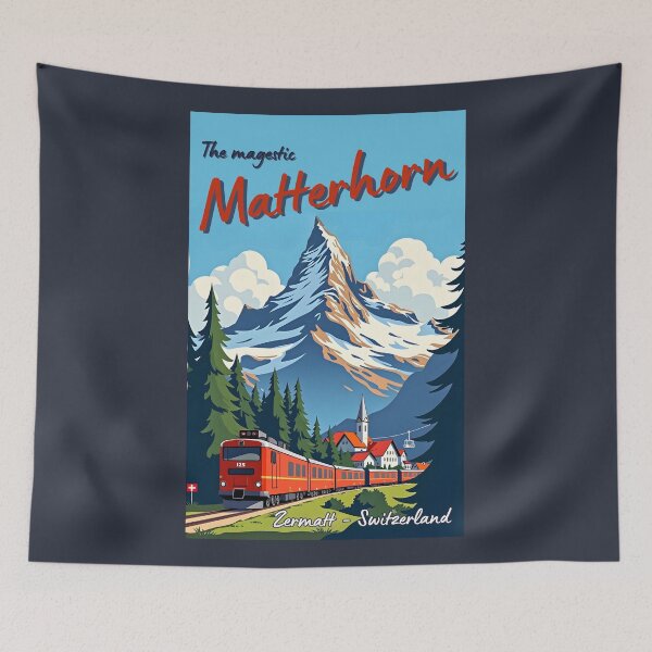 Item preview, A Vintage Travel Illustration of Matterhorn Mountain - Zermatt - Switzerland designed and sold by GoodOldVintage.