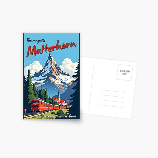 Item preview, A Vintage Travel Illustration of Matterhorn Mountain - Zermatt - Switzerland designed and sold by GoodOldVintage.