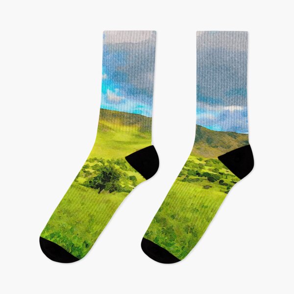 Item preview, Watercolor landscape of the Lake District with rolling hills and greenery designed and sold by GestaltImagery.