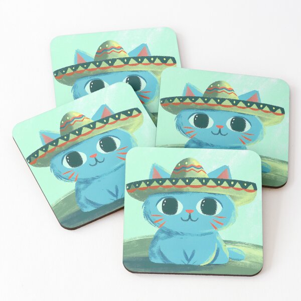 Item preview, Cute cat with a sombrero modern folk print designed and sold by dulceguavashop.