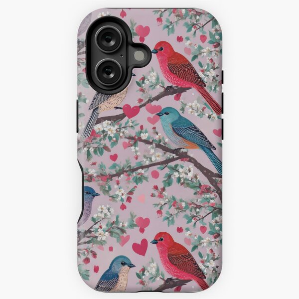 Item preview, Pairs of birds sitting on blossoming branches designed and sold by Designbes.