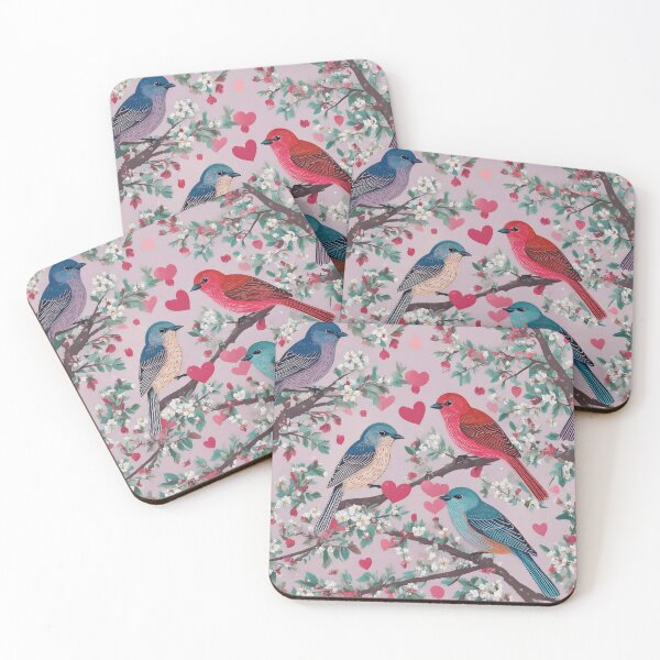 Item preview, Parejas de pájaros posados en ramas florecientes designed and sold by Designbes.