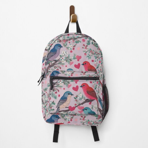 Item preview, Pairs of birds sitting on blossoming branches designed and sold by Designbes.