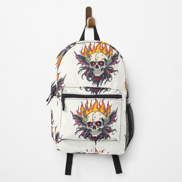 Item preview, Demonic Flaming Evil Heavy Metal Skull Graphic design illustration designed and sold by Vintage Designs +.