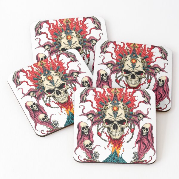 Item preview,  Demonic Flaming Evil Heavy Metal Skull Graphic design illustration designed and sold by Vintage Designs +.