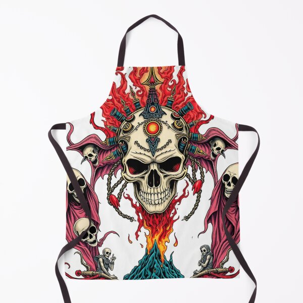 Item preview, Demonic Flaming Evil Heavy Metal Skull Graphic design illustration designed and sold by Vintage Designs +.