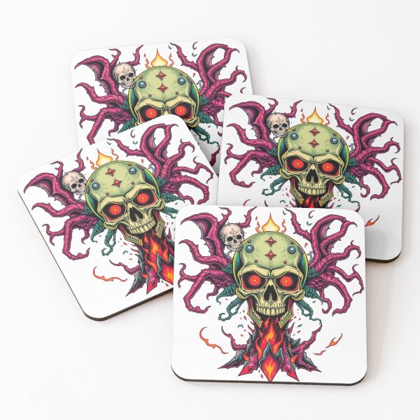 Item preview, Demonic Flaming Evil Heavy Metal Skull Graphic design illustration designed and sold by Vintage Designs +.