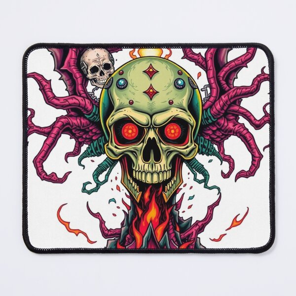 Item preview, Demonic Flaming Evil Heavy Metal Skull Graphic design illustration designed and sold by Vintage Designs +.