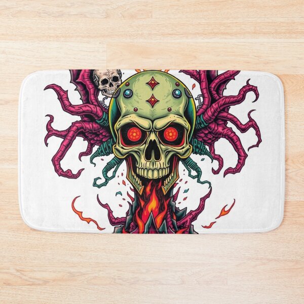 Item preview, Demonic Flaming Evil Heavy Metal Skull Graphic design illustration designed and sold by Vintage Designs +.