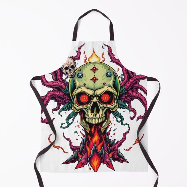 Item preview, Demonic Flaming Evil Heavy Metal Skull Graphic design illustration designed and sold by Vintage Designs +.