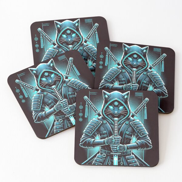 Item preview, Cyberpunk Ronin Cat - Mystical Samurai Assassin designed and sold by PrintFuel.